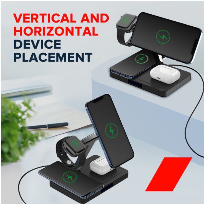 Зарядний пристрій Canyon wireless charger WS-404 15W 4in1 Black (CNS-WCS404) зображення 7