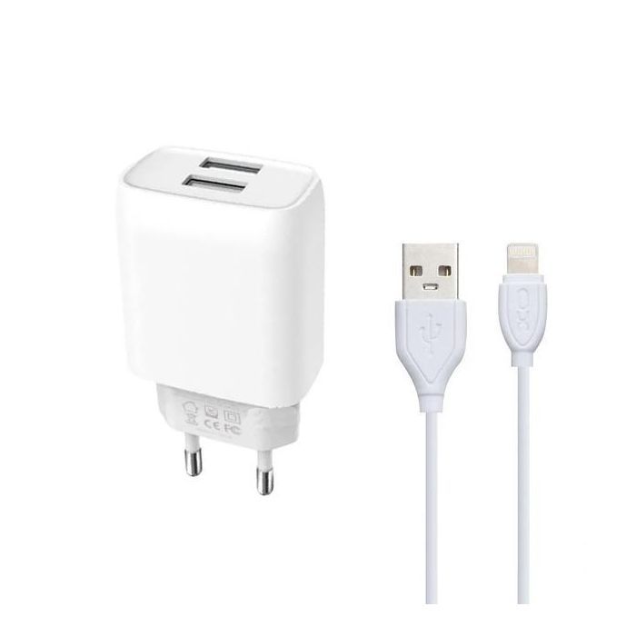 Зарядное устройство XO L57 2.4A/2USB + lightning (XO-L57-LGHT)