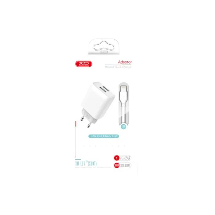 Зарядное устройство XO L57 2.4A/2USB + lightning (XO-L57-LGHT) изображение 2