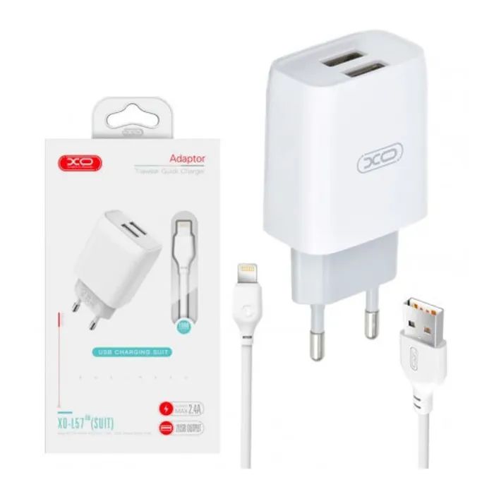 Зарядное устройство XO L57 2.4A/2USB + lightning (XO-L57-LGHT) изображение 3