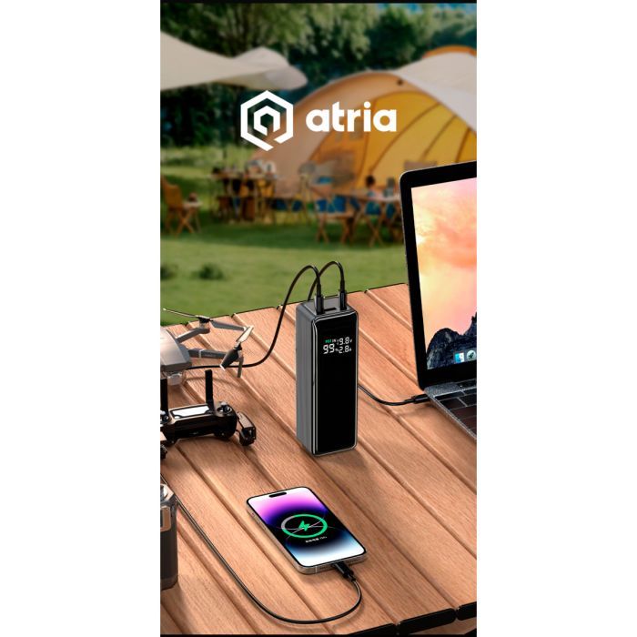 Батарея универсальная Atria 30000mAh PD/3.1/160W(Max)80W+80W, QC/3.0/22.5W (WPD-160S) изображение 6
