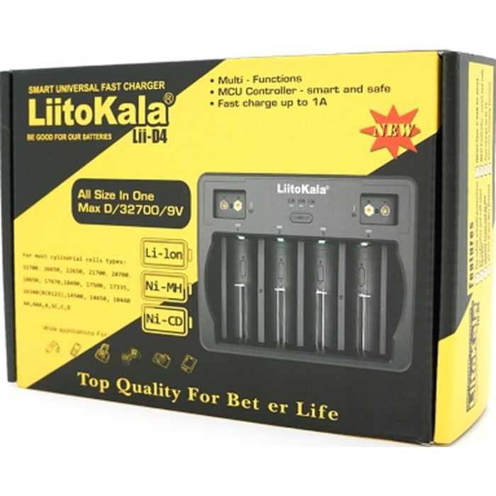 Зарядний пристрій для акумуляторів Liitokala 4 Slots, Ni-MH/Ni-CdAA,AAA,C, Li-ion/IMR32650,21700,18650 (Lii-D4) зображення 5