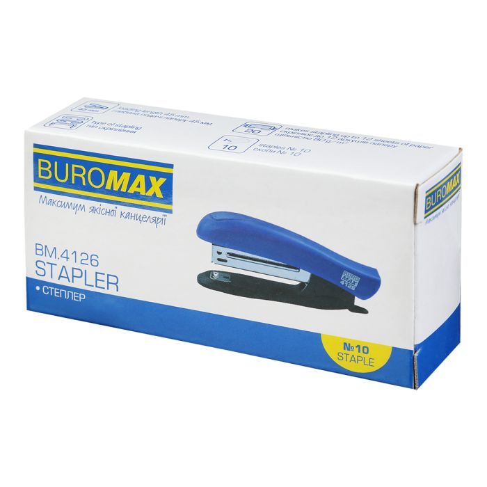 Степлер Buromax пластиковий, 12 аркушів, (скоби №10), 88 х 44 х 22 мм, червоний (BM.4126-05) зображення 5