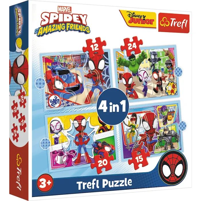 Пазл Trefl Spiderman Команда Спайда 4 in 1 (12, 15, 20, 24) элемента (5900511346114)