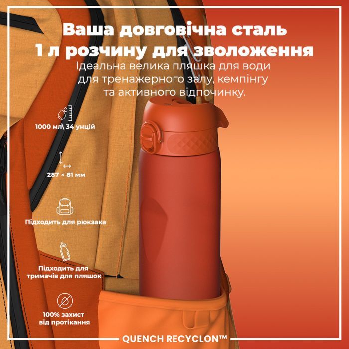 Пляшка для води ION8 OneTouch 1000 мл BPA Free, Rose Quartz (I8RF1000ROS) зображення 5