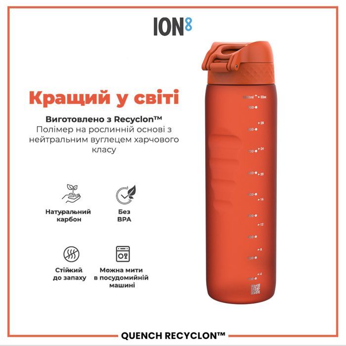 Пляшка для води ION8 OneTouch 1000 мл BPA Free, Rose Quartz (I8RF1000ROS) зображення 6