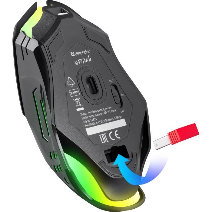 Мышка Defender Katana GM-511 LED Wireless Black (52511) изображение 9