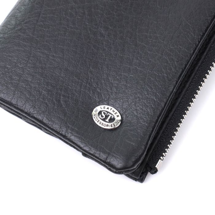 Гаманець ST Leather Унісекс з м'якої натуральної шкіри Чорний (22743) зображення 5