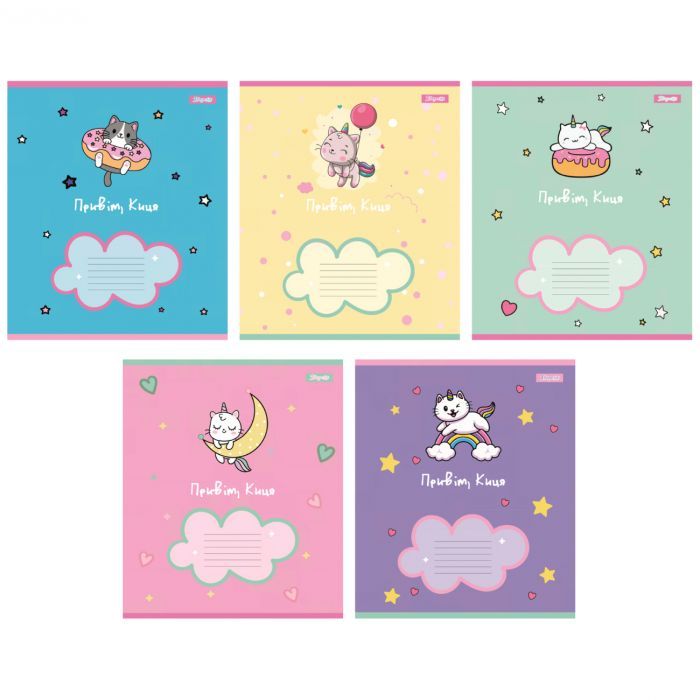 Тетрадь 1 вересня Привет Кошка А5 12 листов линия (766946)