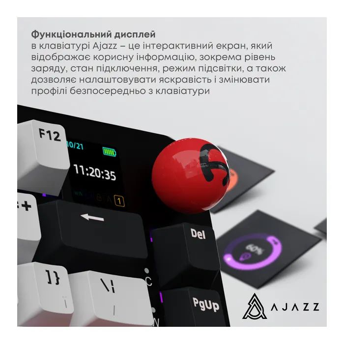 Клавиатура Ajazz AK820 MAX Avocado Switch Black RGB USB/Wireless/Bluetooth UA Black (AK820MAX-AS-BG) изображение 8
