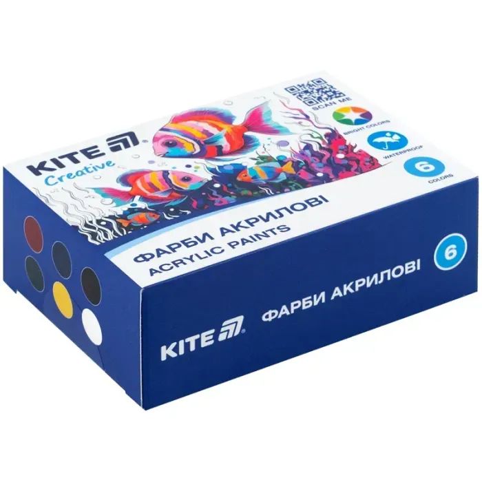 Акрилові фарби Kite Creative 6 кольорів, 20 мл (K-271)