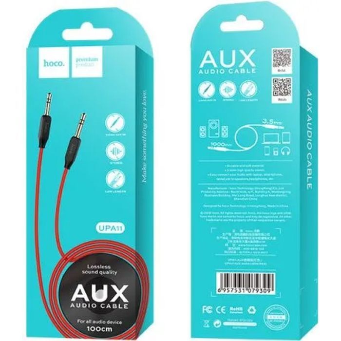Кабель мультимедийный 3.5mm M to 3.5mm M 1.0m UPA11 Black HOCO (6957531079293) изображение 6