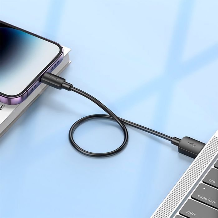 Дата кабель USB 2.0 AM to Lightning 0.25m Hyper X96 black HOCO (6942007609388) изображение 5