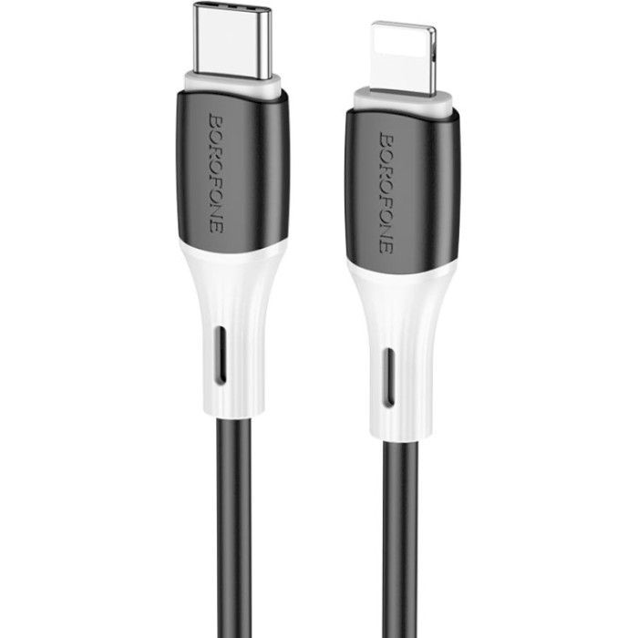 Дата кабель USB-C to Lightning 1.0m 3A 20W silicone BX79 white BOROFONE (6974443384734)