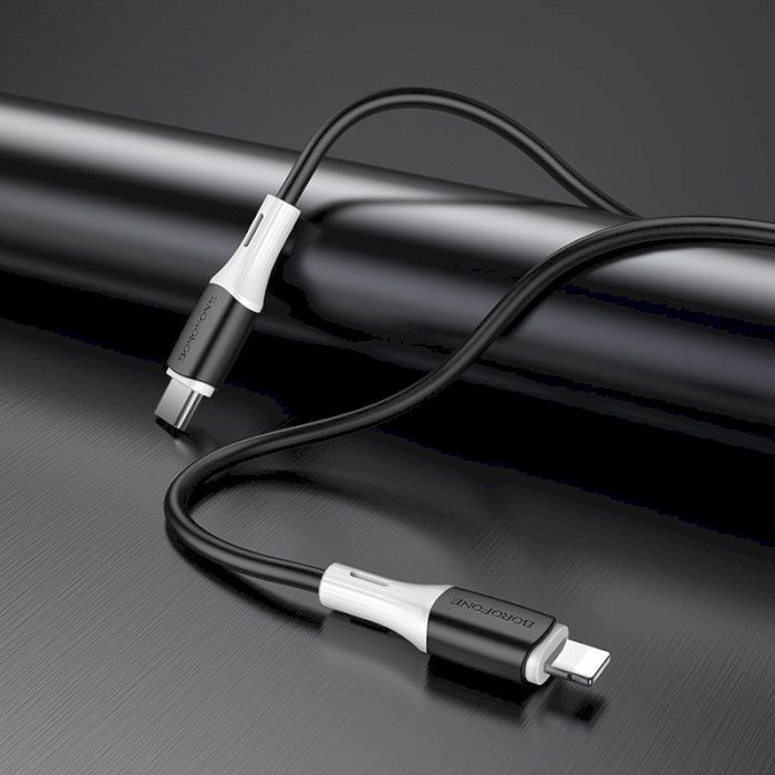 Дата кабель USB-C to Lightning 1.0m 3A 20W silicone BX79 white BOROFONE (6974443384734) зображення 4
