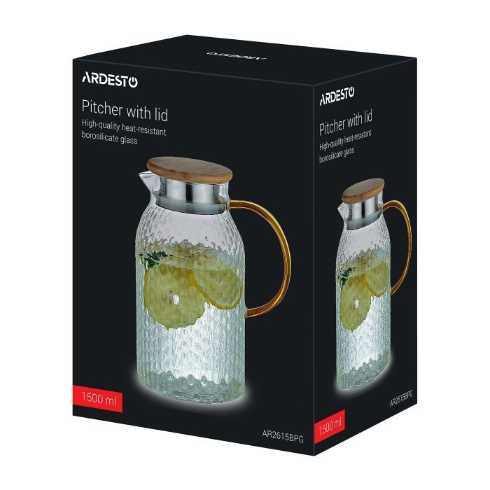 Кувшин Ardesto Dew 1500 мл, боросилікатне скло, прозорий (AR2615BPG) изображение 3