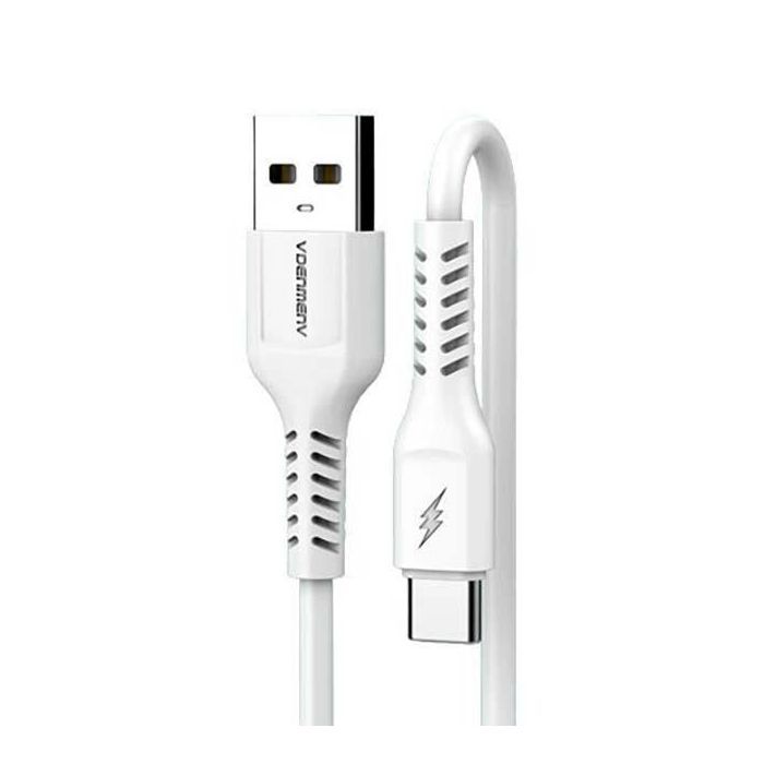 Дата кабель USB 2.0 AM to USB-C 1.0m 2.4A silicone white Denmen (DM-D42T-WH) изображение 2