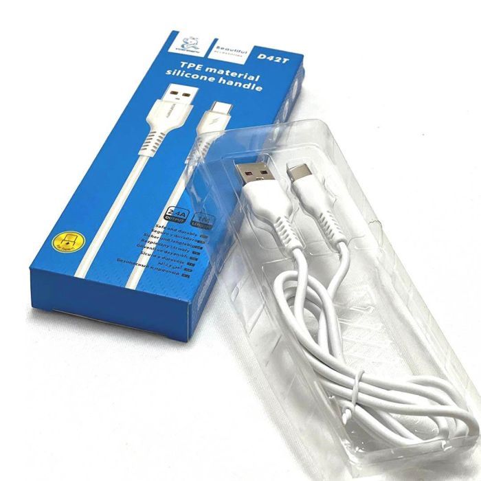 Дата кабель USB 2.0 AM to USB-C 1.0m 2.4A silicone white Denmen (DM-D42T-WH) изображение 3