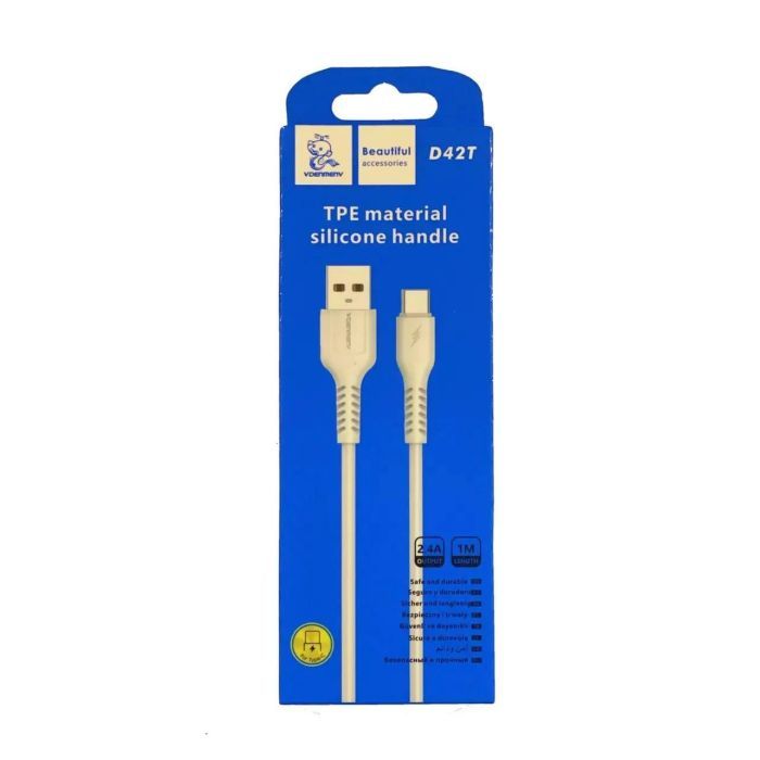 Дата кабель USB 2.0 AM to USB-C 1.0m 2.4A silicone white Denmen (DM-D42T-WH) изображение 4