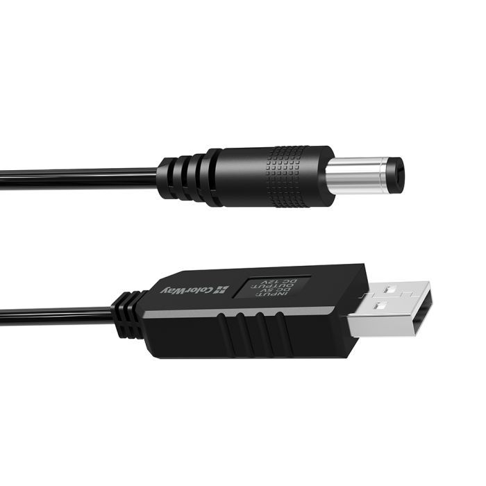 Кабель живлення USB to DC 5.5x2.5mm 12V 1.0m black ColorWay (CW-CBUD067-BK) зображення 3