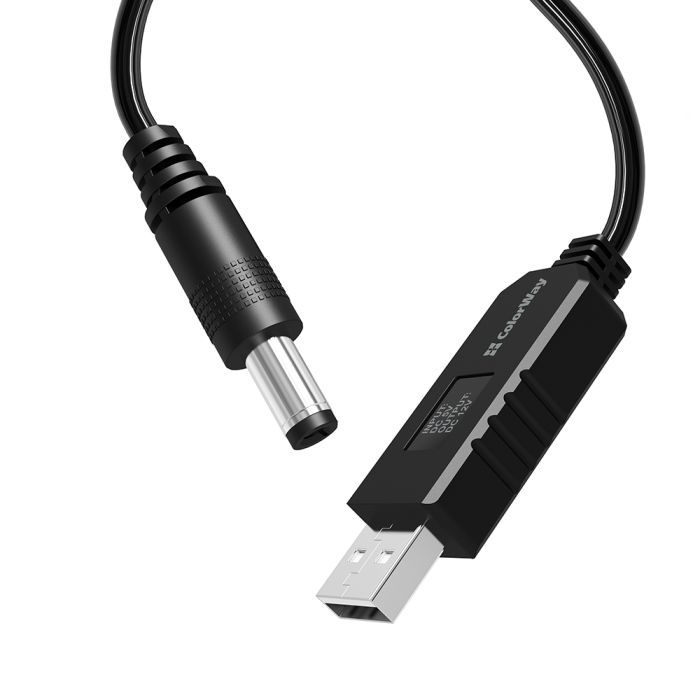 Кабель живлення USB to DC 5.5x2.5mm 12V 1.0m black ColorWay (CW-CBUD067-BK) зображення 6