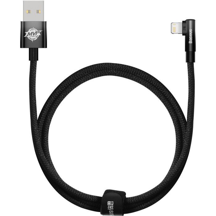 Дата кабель USB 2.0 AM to Lightning 1.0m 2.4A 90° corner black/red Baseus (CAVP000020)