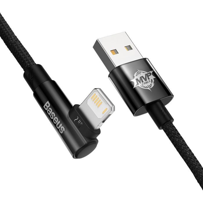 Дата кабель USB 2.0 AM to Lightning 1.0m 2.4A 90° corner black/red Baseus (CAVP000020) изображение 3