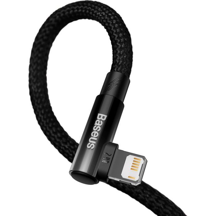 Дата кабель USB 2.0 AM to Lightning 1.0m 2.4A 90° corner black/red Baseus (CAVP000020) изображение 4
