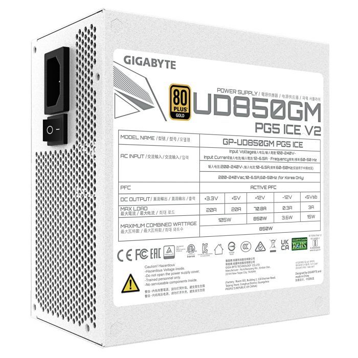 Блок питания GIGABYTE 850W (GP-UD850GM PG5 ICE) изображение 5