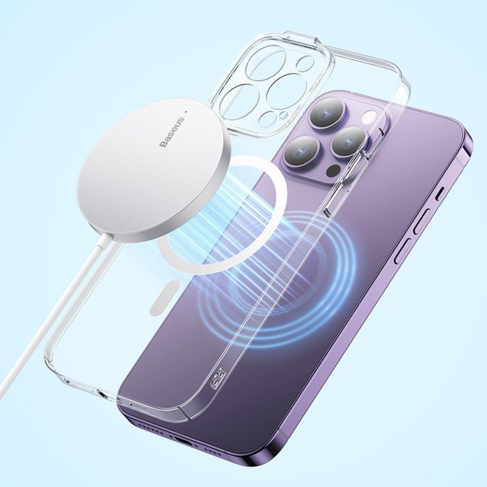 Зарядний пристрій Baseus Simple Mini3 Magnetic Wireless Charger 15W Silver (CCJJ040012) зображення 12