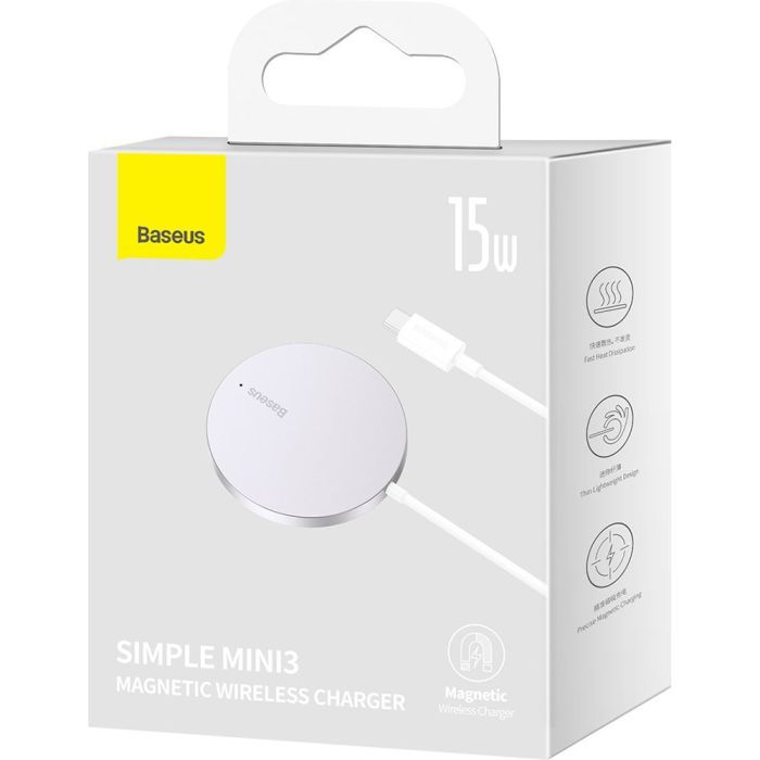 Зарядний пристрій Baseus Simple Mini3 Magnetic Wireless Charger 15W Silver (CCJJ040012) зображення 4