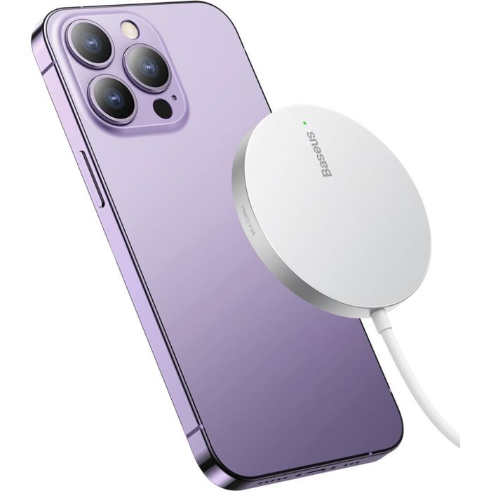 Зарядний пристрій Baseus Simple Mini3 Magnetic Wireless Charger 15W Silver (CCJJ040012) зображення 5