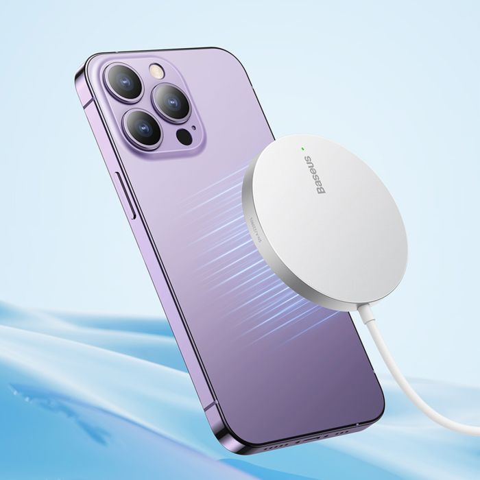 Зарядний пристрій Baseus Simple Mini3 Magnetic Wireless Charger 15W Silver (CCJJ040012) зображення 8