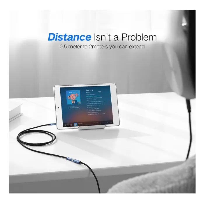 Кабель мультимедійний 3.5mm M to 3.5mm F 1.5m AV118 blue Ugreen (40674) зображення 4 Кабель мультимедійний 3.5mm M to 3.5mm F 1.5m AV118 blue Ugreen (40674) зображення 4