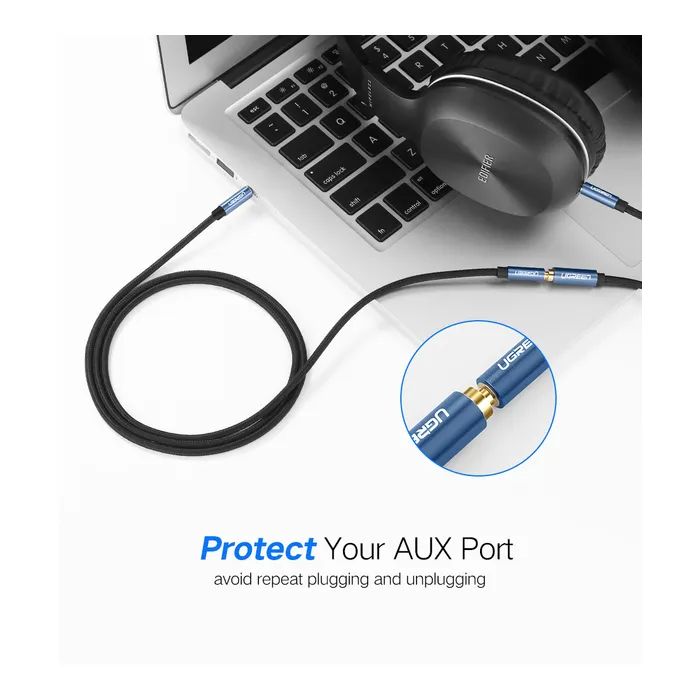 Кабель мультимедійний 3.5mm M to 3.5mm F 1.5m AV118 blue Ugreen (40674) зображення 5 Кабель мультимедійний 3.5mm M to 3.5mm F 1.5m AV118 blue Ugreen (40674) зображення 5