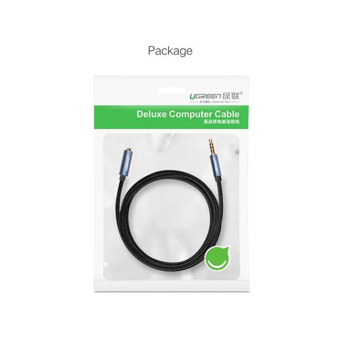 Кабель мультимедійний 3.5mm M to 3.5mm F 1.5m AV118 blue Ugreen (40674) зображення 7 Кабель мультимедійний 3.5mm M to 3.5mm F 1.5m AV118 blue Ugreen (40674) зображення 7