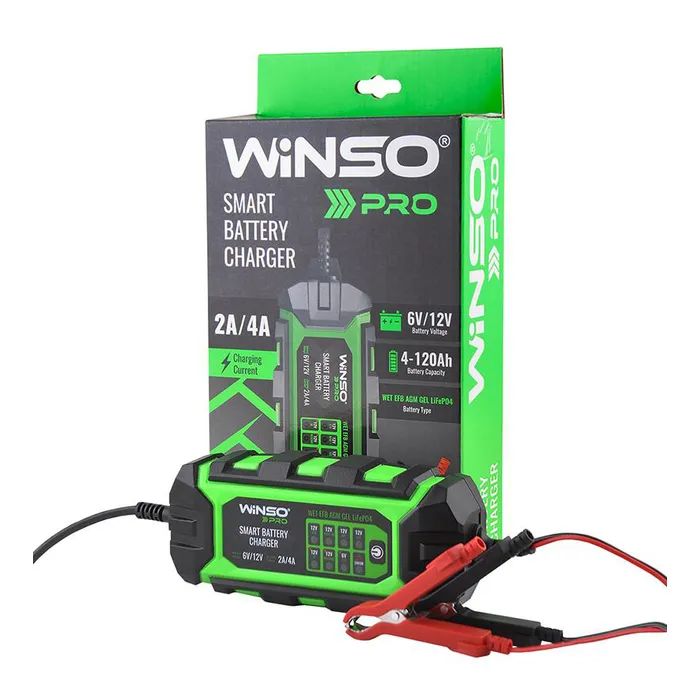 Зарядное устройство для автомобильного аккумулятора WINSO PRO 8LEDs 4A, 6V/12V, 4-120Ah (139310) изображение 4 Зарядное устройство для автомобильного аккумулятора WINSO PRO 8LEDs 4A, 6V/12V, 4-120Ah (139310) изображение 4