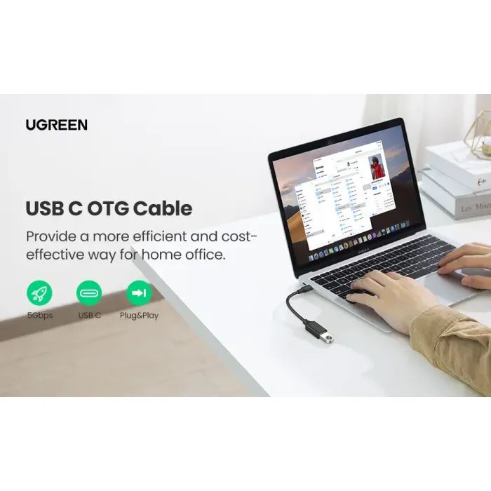 Перехідник OTG USB 3.0 AF to USB-C US154 black Ugreen (30701) зображення 8