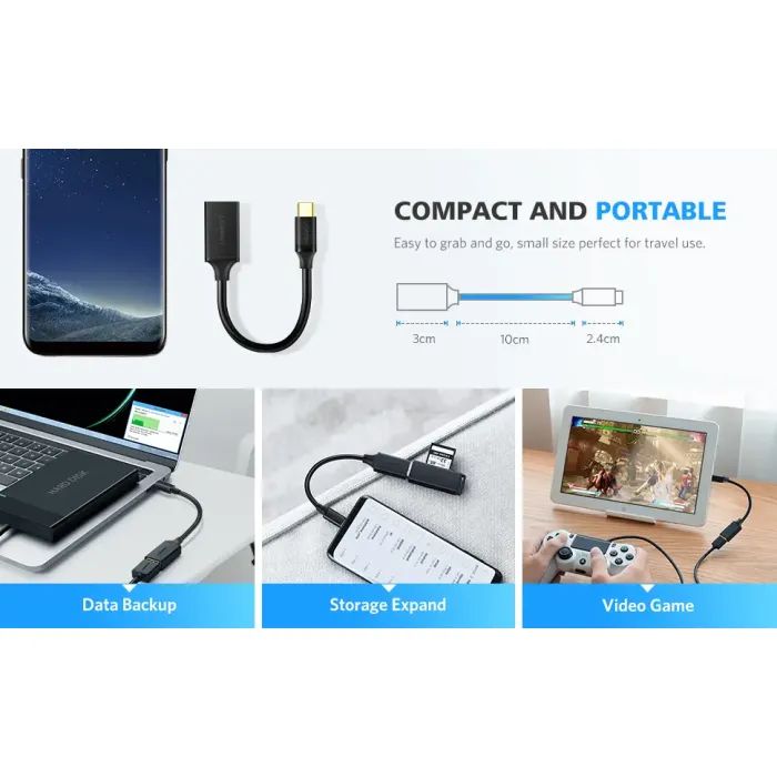 Перехідник OTG USB 3.0 AF to USB-C US154 black Ugreen (30701) зображення 9