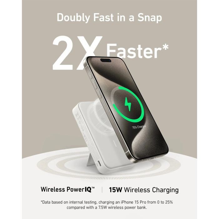 Батарея универсальная Anker MagGo 10000mAh, Qi2/15W, PD, 27W, USB-C, white (A1654G21) изображение 2