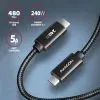 Дата кабель USB-C to USB-C 2.5m USB 2.0 PD 240W 5A black AXAGON (BUCM2-CM25AB) изображение 3