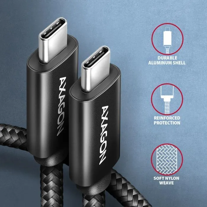 Дата кабель USB-C to USB-C 2.5m USB 2.0 PD 240W 5A black AXAGON (BUCM2-CM25AB) изображение 4