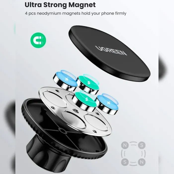 Універсальний автотримач Ugreen LP292 Magnetic Phone Holder for Car Black (80785) зображення 4