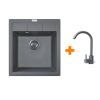 Мойка кухонная Adamant Brick сірий + змішувач (4824296209204)
