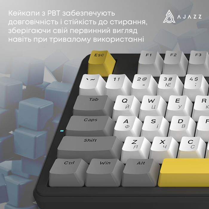 Клавиатура Ajazz AK870 V2 Flying Fish Switch USB UA Black/Grey/Yellow (AK870-V2-FF-BGY) изображение 11