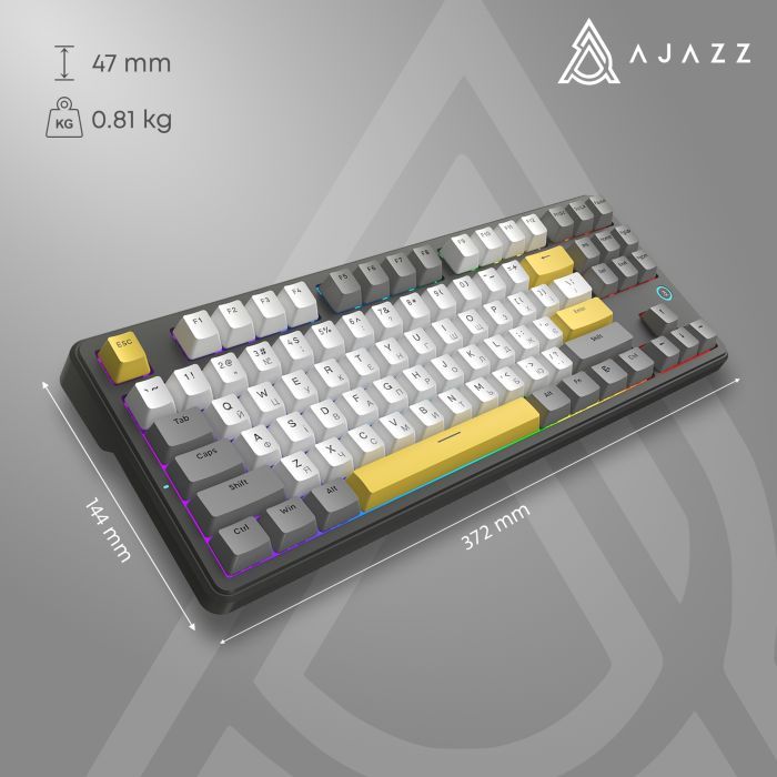 Клавиатура Ajazz AK870 V2 Flying Fish Switch USB UA Black/Grey/Yellow (AK870-V2-FF-BGY) изображение 14