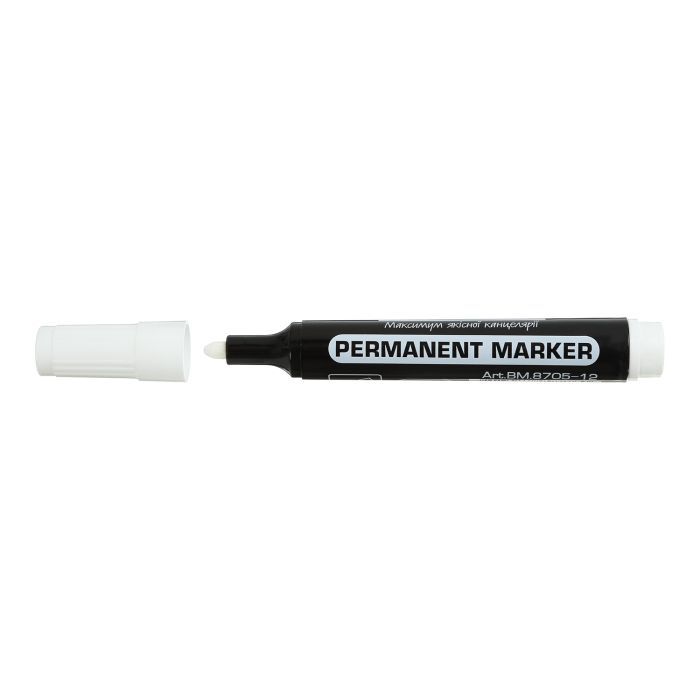 Маркер Buromax водостійкий 1-4 мм, білий (BM.8705-12) зображення 2