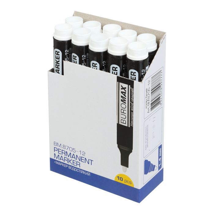 Маркер Buromax водостійкий 1-4 мм, білий (BM.8705-12) зображення 3