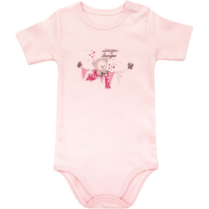 Боди детское Bibaby с мишкой (56167-62G-pink)