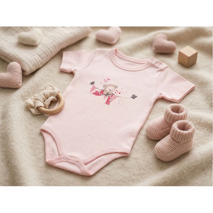 Боди детское Bibaby с мишкой (56167-62G-pink) изображение 7